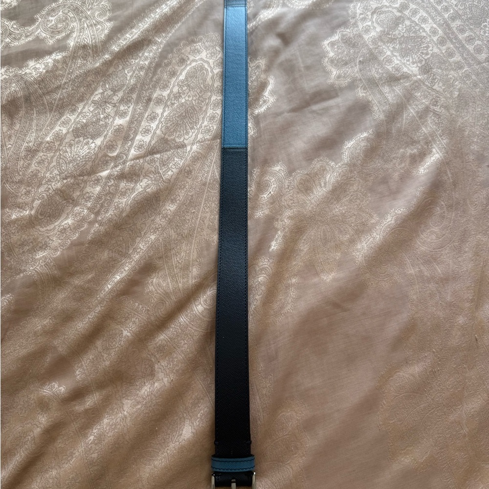 Burberry Black and Blue Leather Belt with Silver Buckle - Picture 7 of 11